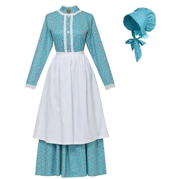 GRACEART Pioneer Woman Costume Colonial Prairie Dress for Women 100% Cotton