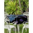 thumbnail image 2 of Outdoor Tablecloth with Umbrella Hole and Zipper, Purple Olive Fruits Round Table Cloth 54 Inch Waterproof Tablecloth, Spring Farm Branches Leaves Plants Black Picnic Table Cover for Patio Camping, 2 of 7