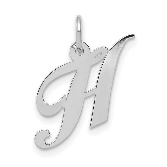 Finest Gold 14K White Gold Small Fancy Script Letter H Initial Charm