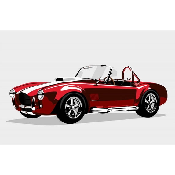Wallmonkeys Classic Sport Red Car Ac Shelby Cobra Roadster Peel and Stick Wall Decals WM316284 (36 in W x 13 in H)