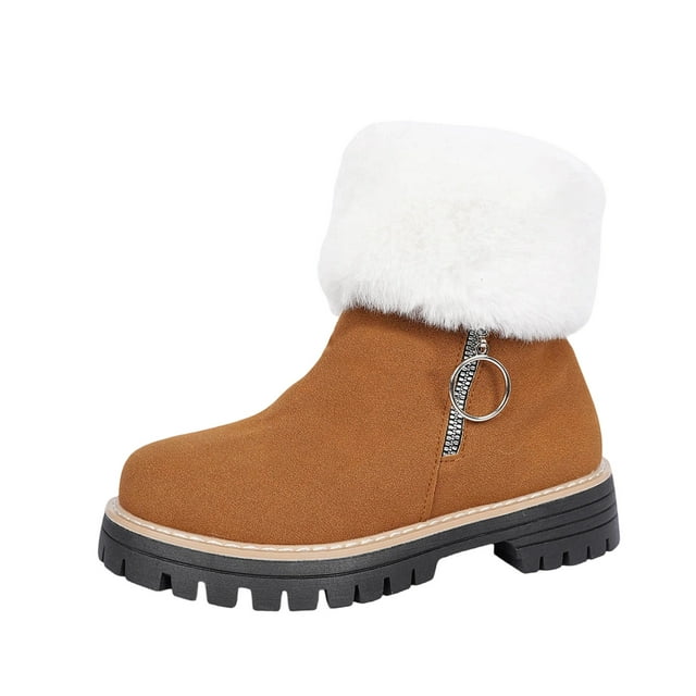 Brown Ladies Versatile Boots With Solid Accent Warm Construction For Comfort And Height Enhancement Great For Winter Fall