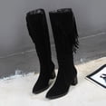 thumbnail image 2 of Fesfesfes Fuzzy Boots for Women Shoes Fashion Retro Solid Color Ethnic Style Suede Fringed Female High US:7.5(40), 2 of 9