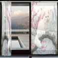 thumbnail image 3 of YAZAOO Curtains 110/118 Inch Long French Curtains White Cat Cherry Blossoms Mountains Print For Farmhouse Bedroom Curtains Window Curtain Set 2, 3 of 4