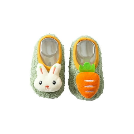 

Lacyhop Infant Baby Ankle Socks Soft Sole Floor Slippers Plush Lined Sock Shoes Walking Cute Crib Shoe Comfort Prewalker Trainers Light Green Rabbit 6C