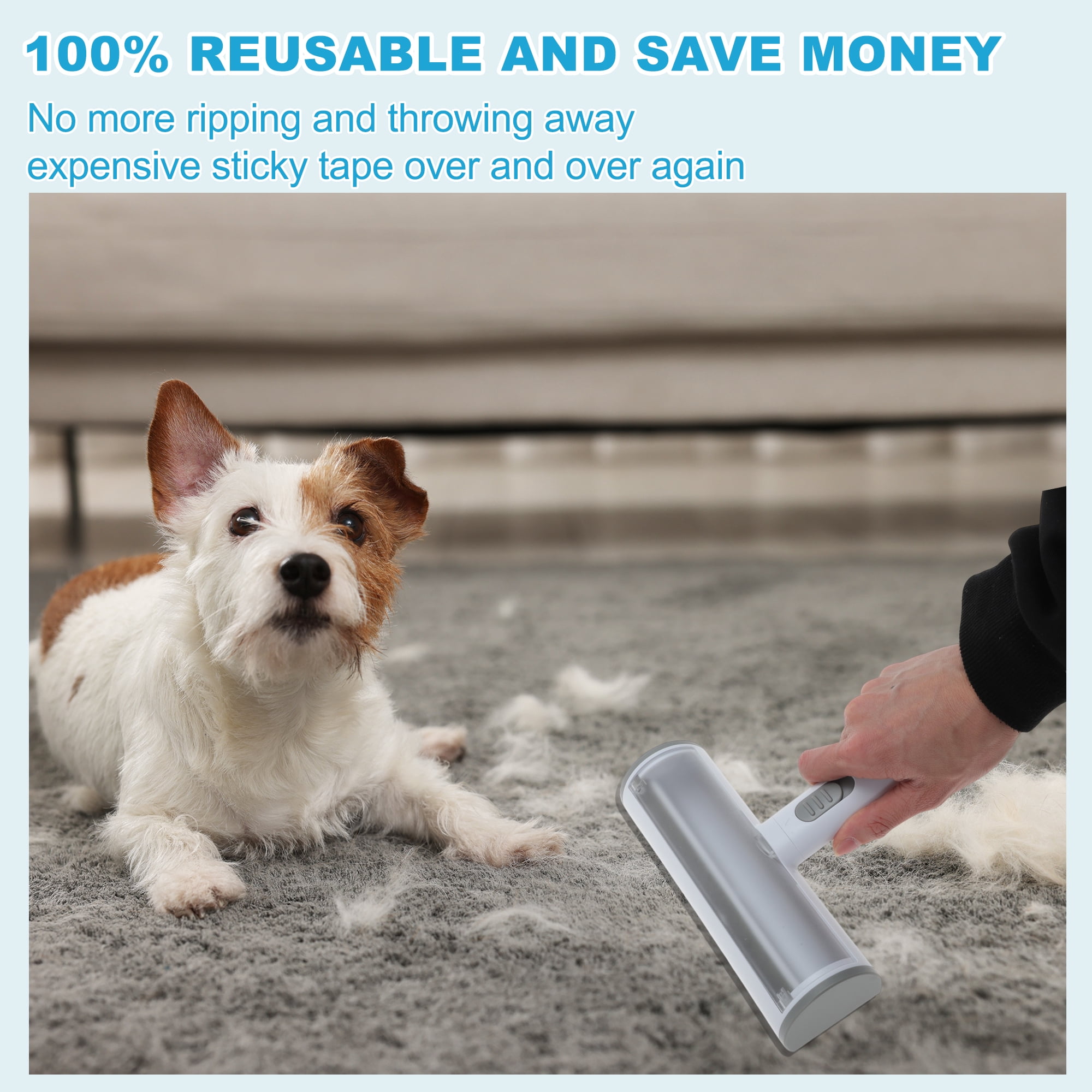 Unique Bargains Pet Hair Removal Tool for Furniture Couch Bed Car Seat Light Gray
