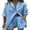 Blue, variant on Michellecmm Women Casual Clothes Set Summer Solid Color 3/4 Sleeve Button-up Shirts Tops and Drawstring Shorts Outfits