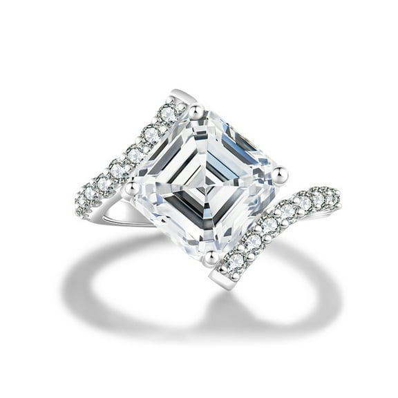 5 Carat Asscher Cut Moissanite Ring D Color VVS1 Clarity Women Diamond Ring 925 Sterling Silver Engagement Rings Size 5-10