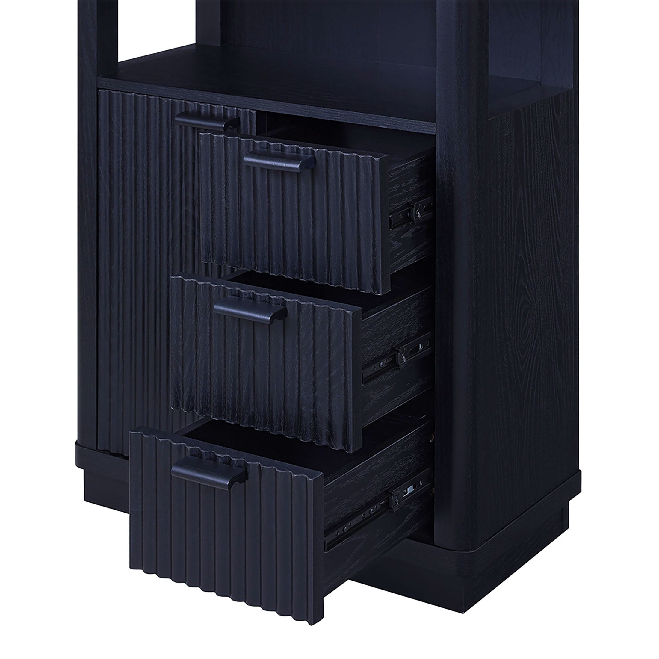 Beautiful Fluted Vanity Storage Cabinet, Rich Black