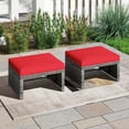 thumbnail image 2 of Gymax 2 Pieces Patio PE Rattan Ottomans with Soft Zippered Cushions for Deck Red, 2 of 9