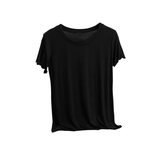 Fiudx Liquidación de Ofertas Flash Camisa Informal de Corte Fino con Mosca y Parte Inferior para Mujer, Top/Camisa Ajustada de Manga Corta con Cuello Redondo