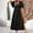 Black, variant on Sakmal Long Summer Dresses Blue V-Neck Pleated Solid Short Sleeve Opening Ruffle A-Line Dress