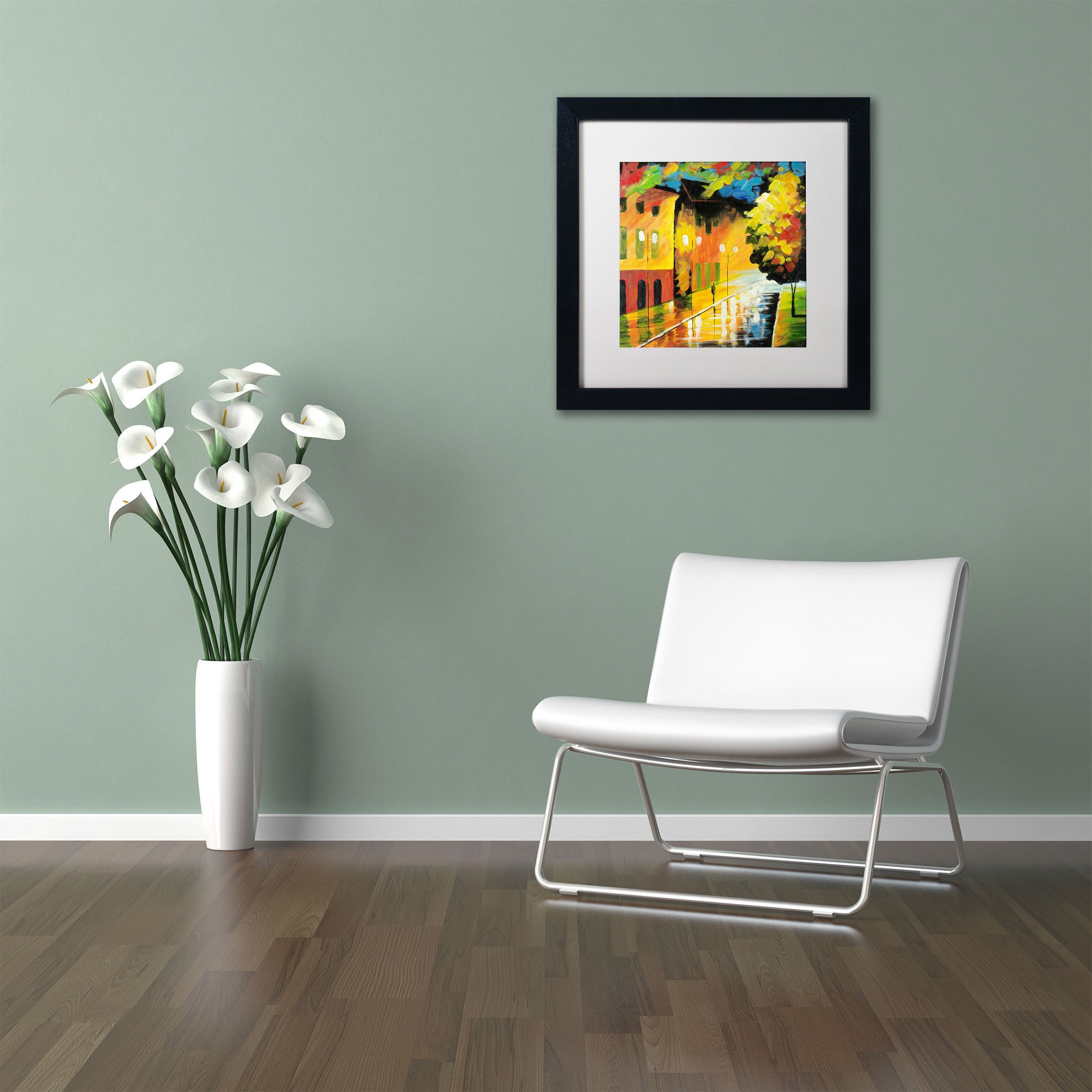 Trademark Fine Art "Street Light" Canvas Art by Ricardo Tapia, White Matte, Wood Frame