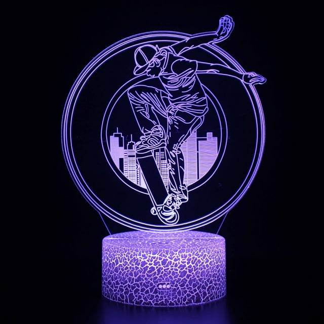 Luz nocturna LED 3D que cambia de color, patinetes de esquí para niños