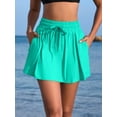 thumbnail image 4 of Womens Swim Skirts 2-In-1 High Waisted Drawstrings Bathing Shorts with Two Zipper Pockets, 4 of 6