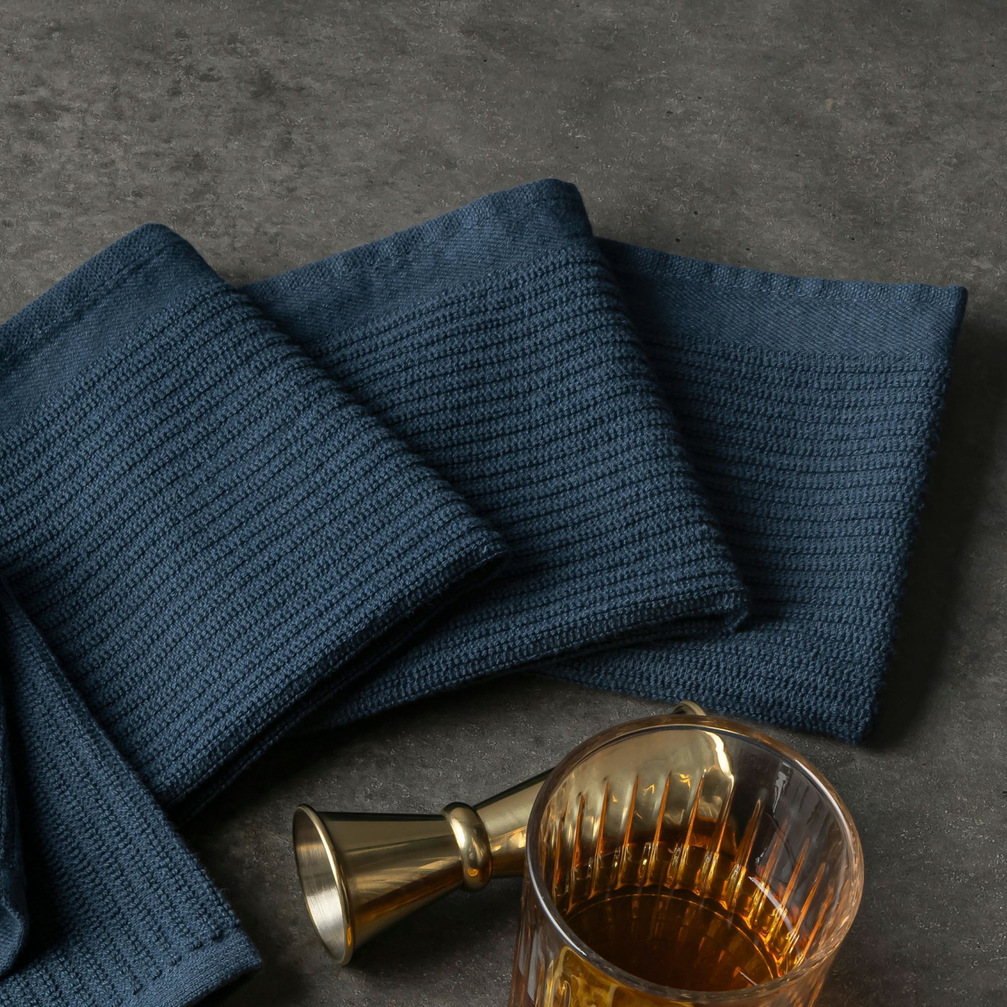 (3 pack) Thyme & Table Bar Mop Dish Cloth Towels, Navy, 4 Pack Set