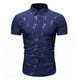 thumbnail image 1 of Camisa de manga corta con estampado de ramitas y corte entallado de negocios con botones informales para hombre, 1 of 4