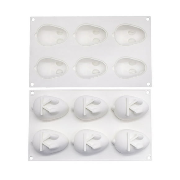 6 Cavity 3D Rabbit Mousse Cake Baking Pan Easter Day Bunny Silicone Mold for Dessert Soap Lotion Bar Cupcake