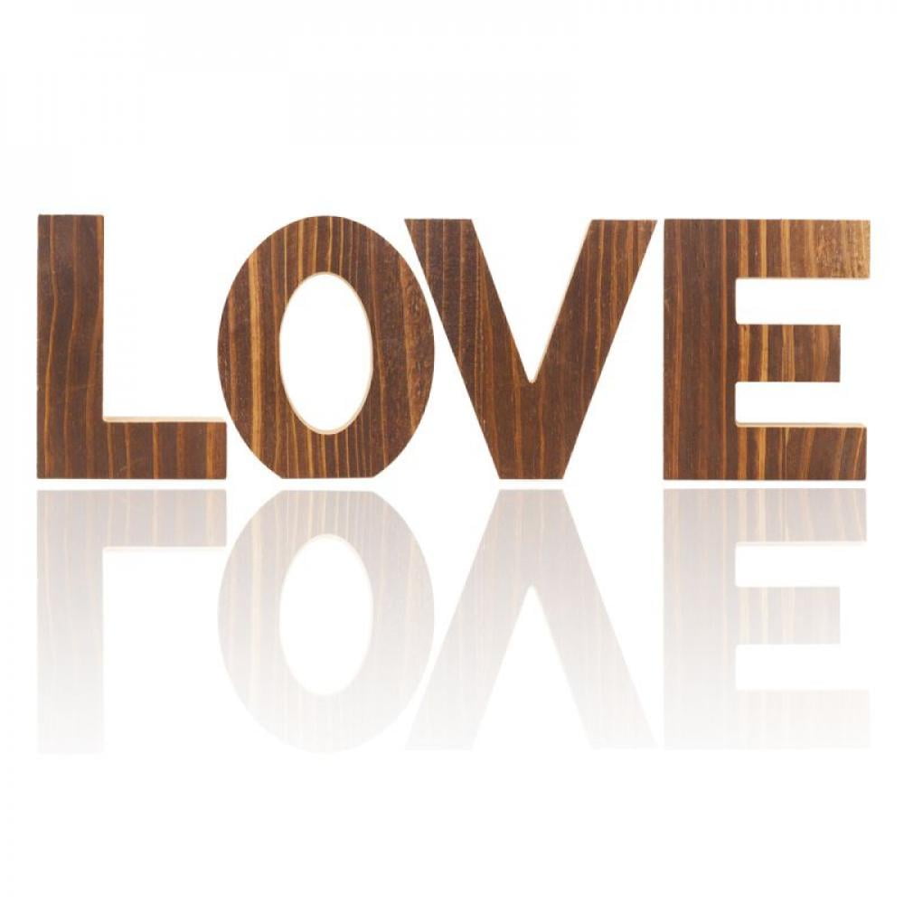 Spree Wood Love Signs Wall Decor, Wooden Blocks Rustic Letters Cutout