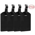 thumbnail image 1 of [4 Pack] Fintie Luggage Tags, Leather Name ID Label Holder w/ Privacy Cover Travel Bag Cruise Suitcase Identifier, Black, 1 of 6