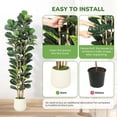 thumbnail image 3 of Qinaqin Fau x Fiddle Leaf Fig Tree con Blanco Pot Trees Artificial Plants Lifelike Fake para Oficina en Casa Store Sala de Profundidadcor Indoor Outdoor 7FT, 3 of 5