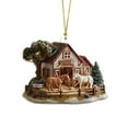 thumbnail image 2 of FHBVT Chicken Farm Ornament 2025, Wooden Chicken Coop Themed Hanging Decoration with Farm Animal Design, Rustic Small Holiday Pendant for Xmas Tree Window Bag Party Lovers Farmhouse Style Home Party, 2 of 5