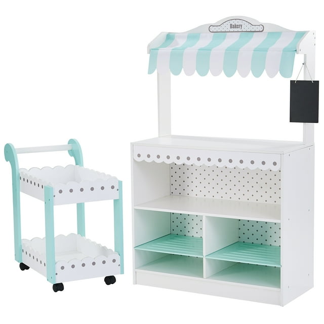 Teamson Kids My Dream Bakery shop Dessert Stand Playset Roleplay White Mint