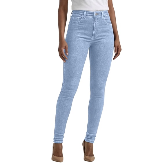 Women's High Waist Classic Skinny Denim Jeans Stretchy Slim Fit All Occasion Casual Pants Light Blue M