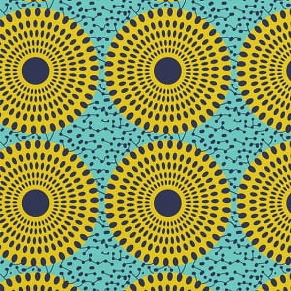 1 Yard 100% Cotton African Wax 1, Turquoise, 44" Wide for Quilting & Sewing by David Textiles
