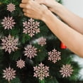 thumbnail image 4 of 36 Pack Snowflake Ornaments Plastic Glitter Snow Flakes Ornaments for Winter Christmas Tree Decorations Size Varies Craft Snowflakes, Rose gold, 4 of 8