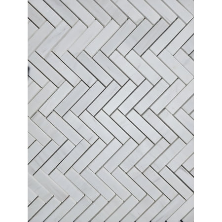SB Tile and Stone Bianco Dolomite Herringbone 1x4" Matte Mosaic Tile Box (10 sqft)