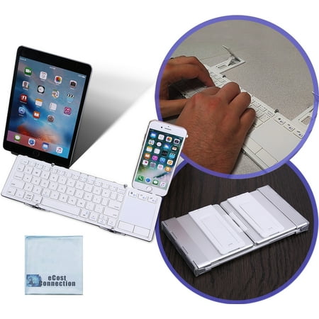 Foldable Bluetooth Keyboard with Touchpad for Smartphones, Tablets, Computers, iPhones, Samsung, Android, iPads + eCostConnection Microfiber (Best Iphone Keyboard App For Android)
