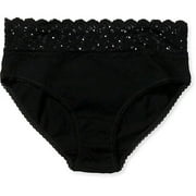 Secret Treasures - Women's Rhinestone Cotton Hi-Cut Panty
