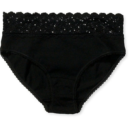 Secret Treasures - Women's Rhinestone Cotton Hi-Cut Panty