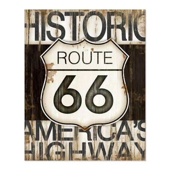 Route 66 Rustic Wood Wall Sign 12x15