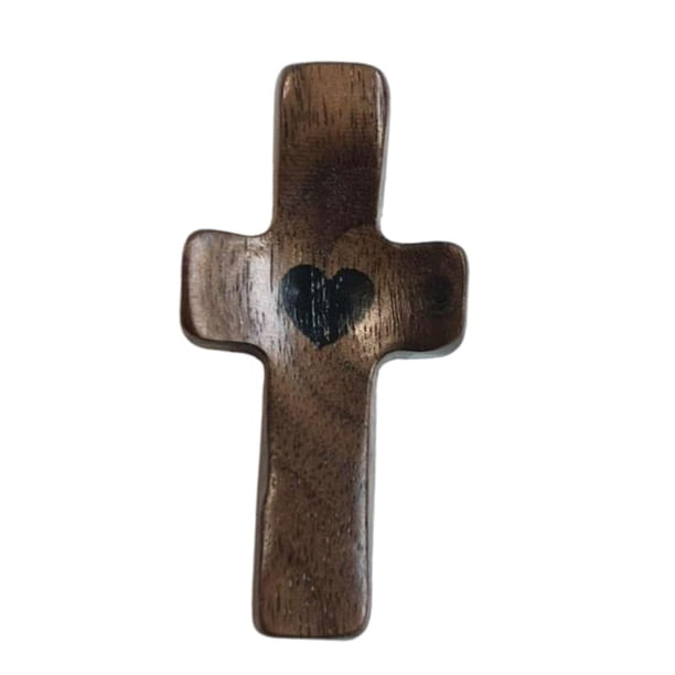 Cruz de madera de mano, cruz de mano, tamaño de bolsillo, decoración de escritorio, palma, cruces para meditación, regalo
