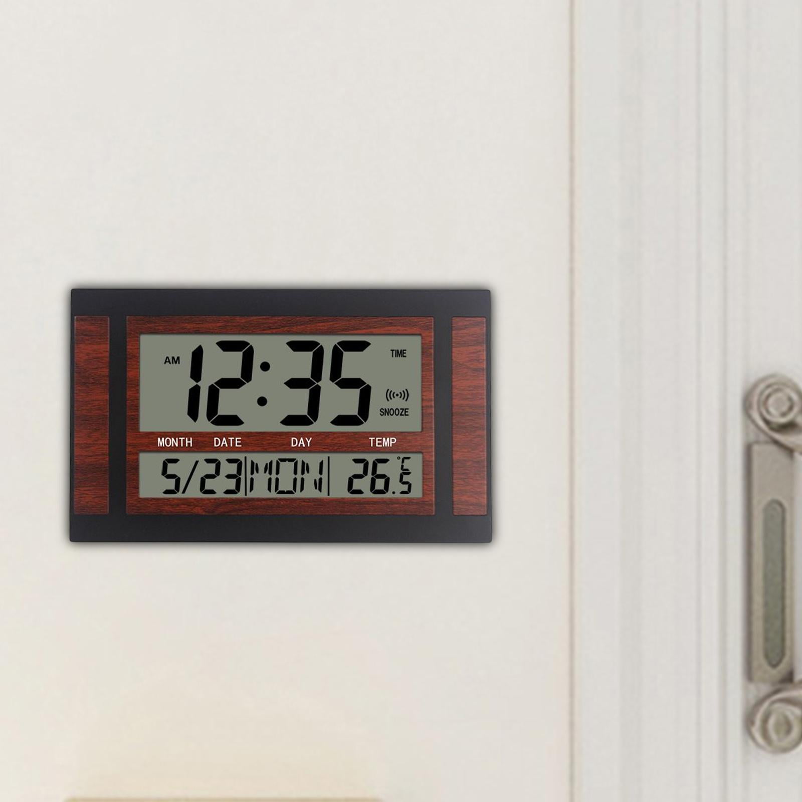Electronic Digital Snooze Function Temperature Battery Operated Date Modern Wall Clocks for office and cafe Shop Housewarming , Red Red Black