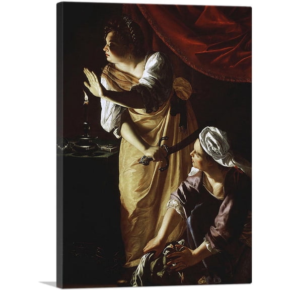 ARTCANVAS Judith And Maidservant With Head Of Holofernes 1625 Canvas Art Print by Artemisia Gentileschi - Size: 26" x 18" (0.75" Deep)