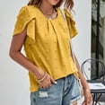 thumbnail image 5 of IROINNID Womens Fashion Short Sleeves Round Neck Solid Color Loose Tops Blouse Knitted Sweater Clearance, 5 of 8