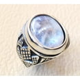 thumbnail image 5 of Rainbow Moonstone Mens Ring, Natural Blue Fire Rainbow Moonstone, Silver Jewelry, 925 Silver Ring, Birthday Gift, Heavy Mens Ring, Arabic Design, Ottoman Style Ring, Christmas, Turkey Mens Signet Ring, 5 of 6