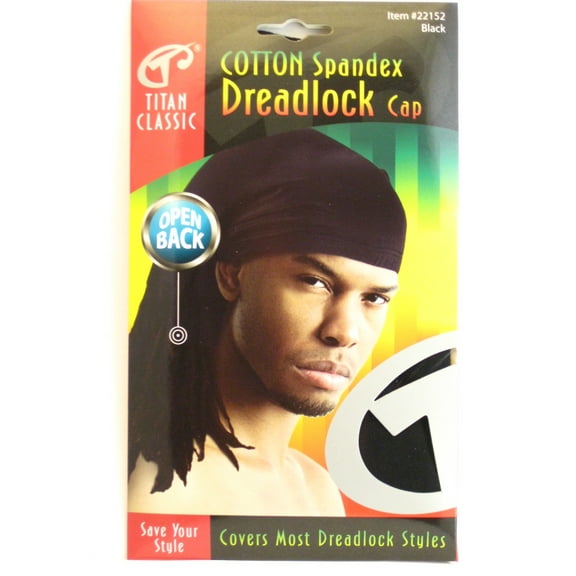 Titan Classic Black Cotton Spandex Dreadlock Cap 1 ea