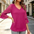 thumbnail image 6 of Stamzod Sparkly Tops for Women Trendy V Neck 3/4 Sleeve Mesh Shirts Fall Fashion Womens Blouses Dressy Casual, 6 of 9