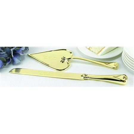 Heart-Shaped Gold Cake Serving Set: 2 pieces