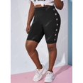 thumbnail image 2 of Dobladillo de encaje con botón de encaje con botón superior Mini LEGGINGS Rosegal Leggings de talla grande, 2 of 5