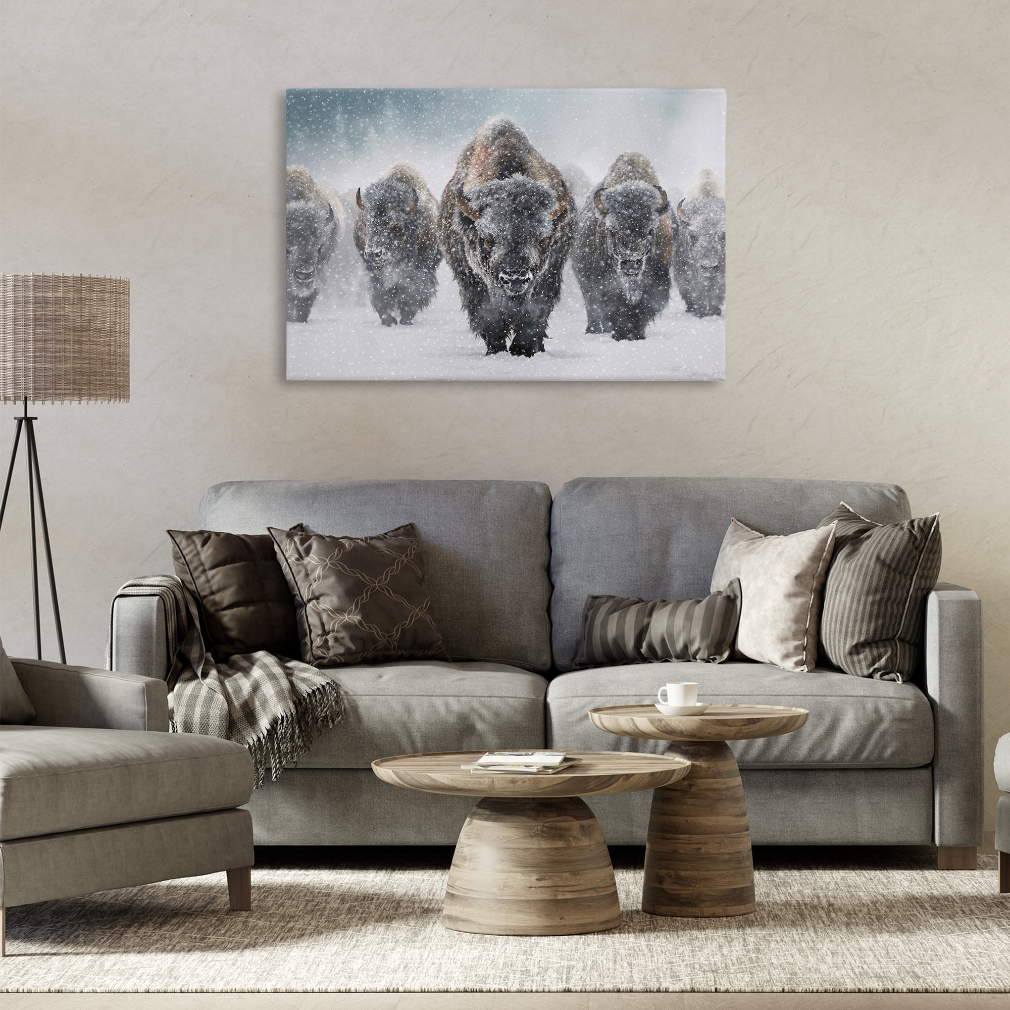 Stupell Industries Indomitable Bison in Snow Animals Photography Wrapped Canvas Art Print Wall Art, 36 x 24