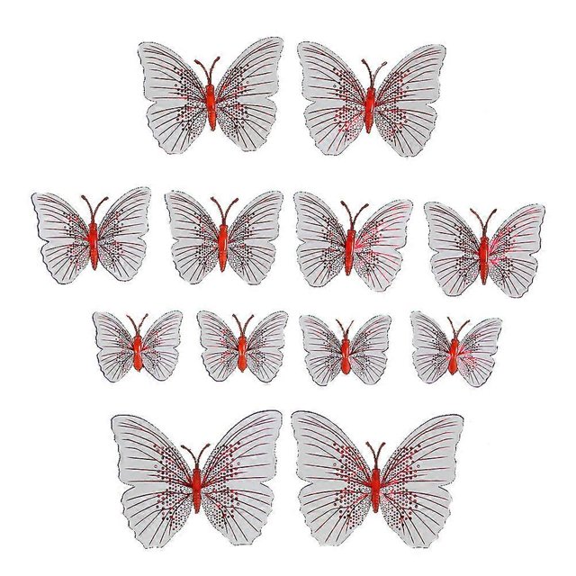 PVC Refrigerator Magnet Gold Butterfly Magnetic Sticker for Decoration 12Pcs
