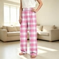 thumbnail image 6 of Zpanxa Girls Pants Plaid Pants Elastic Waist Straight Leg Loungewear with Side Pockets for Girls, 6 of 7