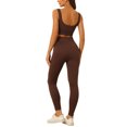 thumbnail image 3 of INSPIRE CHIC Women's 2 Piece Workout Sets Seamless Ribbed Sports Bra High Waisted Leggings Set Brown L, 3 of 5