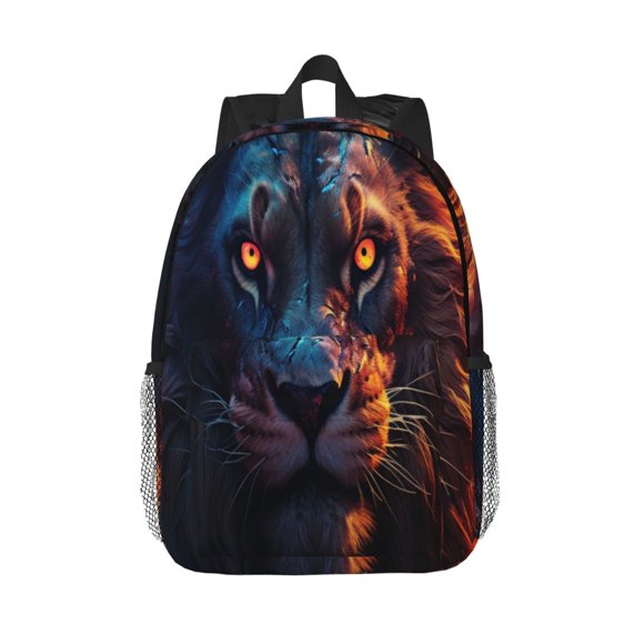 Saiise Forest Cool Lion 15in Lightweight Student Backpack Water Resistant School Laptop Bag Travel Daypack Padded Straps Ergonomic Bookbag Compact 11.8x15.4in