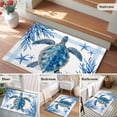 thumbnail image 5 of 2x3 Ft Entryway Area Rug, Ocean Turtle Kitchen Rug Runner Washable Floor Mat, Blue Coastal Starfish Coral Stripes Retro Non Slip Indoor Door Mat Throw Carpet for Bathroom Living Room Bedroom, 5 of 8