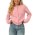 thumbnail image 2 of FAIWAD Girls School Uniform Knit Cardigan Kids Unisex Classic Solid Color Long Sleeve Button Down Sweater Cardigan, 2 of 9